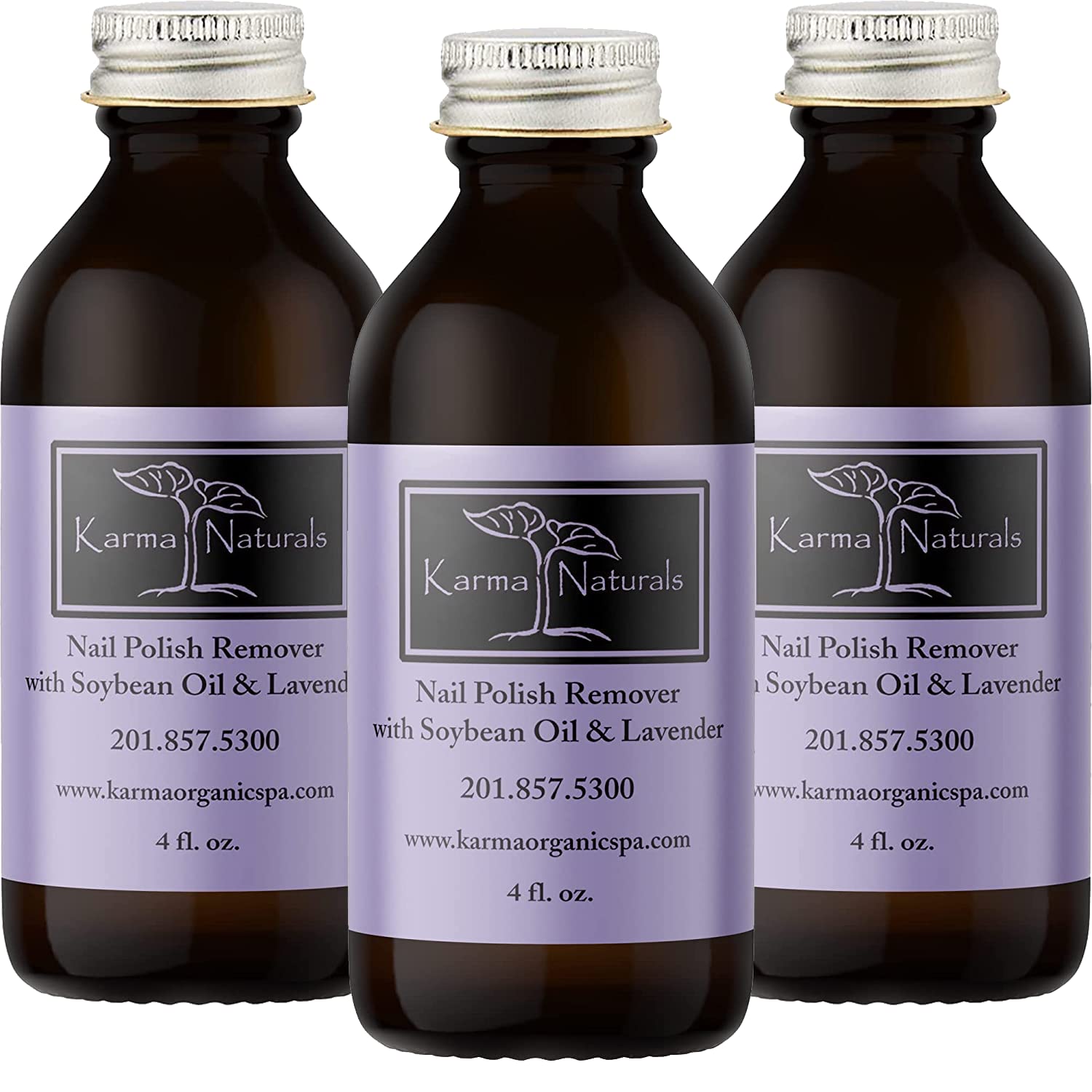 Karma Organic Nail Polish Remover with Soybean & Lavender – Acetone-Free, Vegan, Cruelty-Free – 12 fl oz (3 Pack)