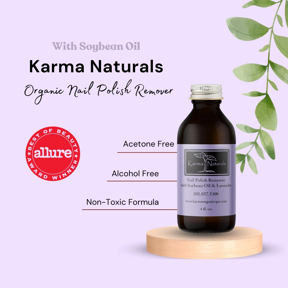 Karma Organic Nail Polish Remover with Soybean & Lavender – Acetone-Free, Vegan, Cruelty-Free – 12 fl oz (3 Pack)