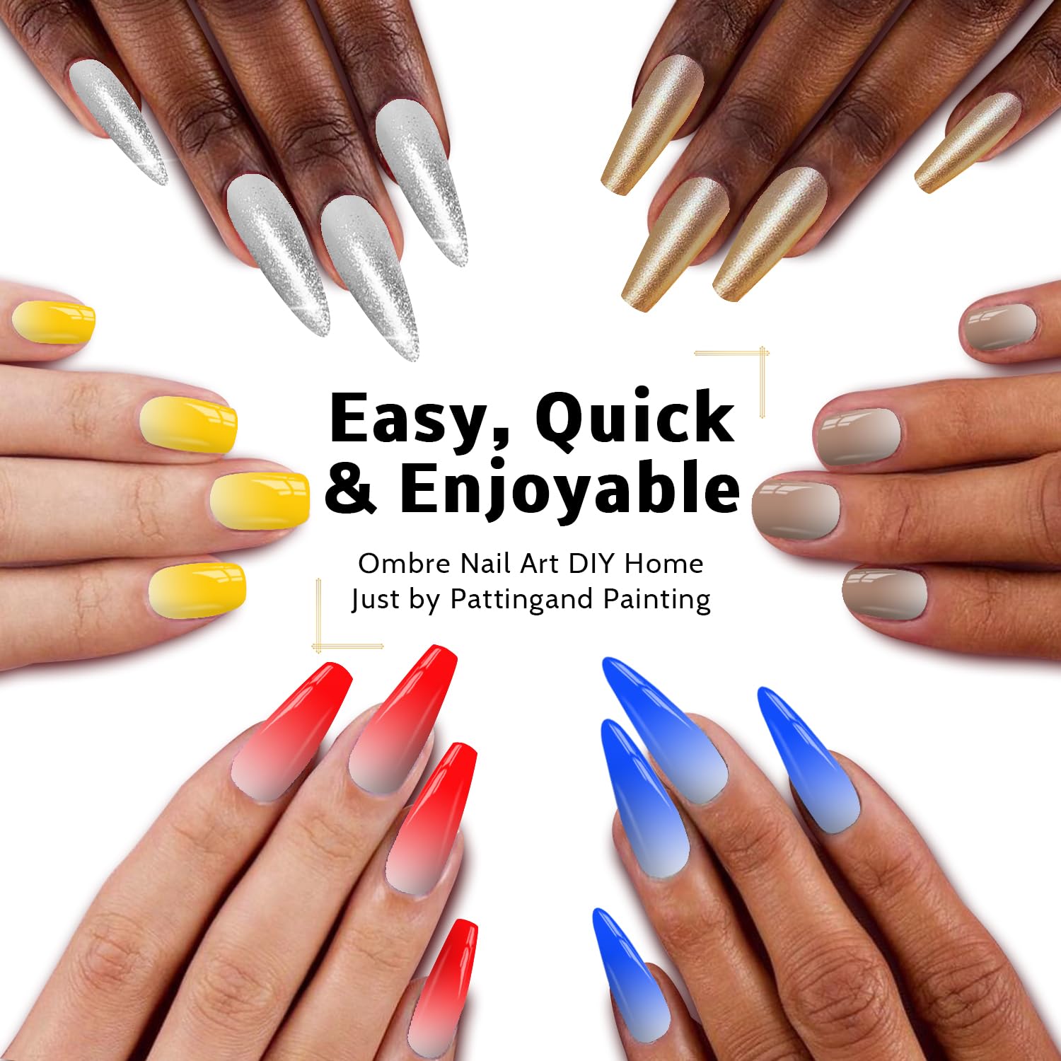 Karroy Metallic Gel Polish Set — 12 Colors Ombre Palette, UV/LED No-Wipe