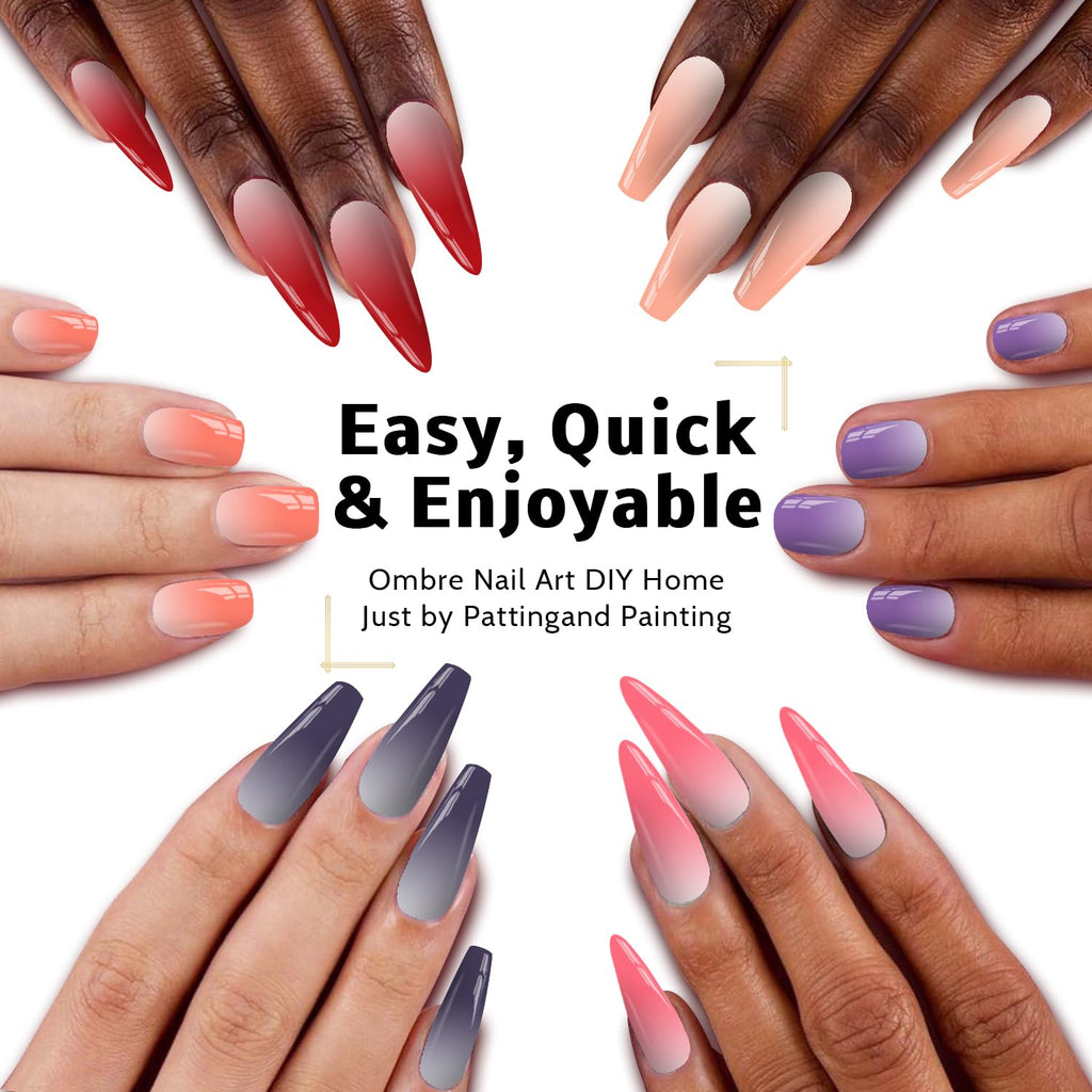 Karroy Sponge Pat Gel Nail Polish Palette — 12-Color Ombre Gel Color Set | UV/LED, No Wipe