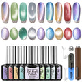 Karroy Cat Eye Gel Nail Polish Set – Magnetic Shimmer Kit (9 Colors) | Soak Off, UV/LED Cured