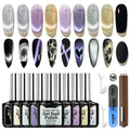 Karroy Cat Eye Gel Nail Polish Set – 9-Color Holographic Magnetic Kit, Soak-Off, UV/LED