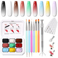 Karroy Christmas Gel Polish – 9-Color Ombre Palette, 100 Sponges, 6 Brushes, 1 Grabber, No Wipe, UV/LED Set 03