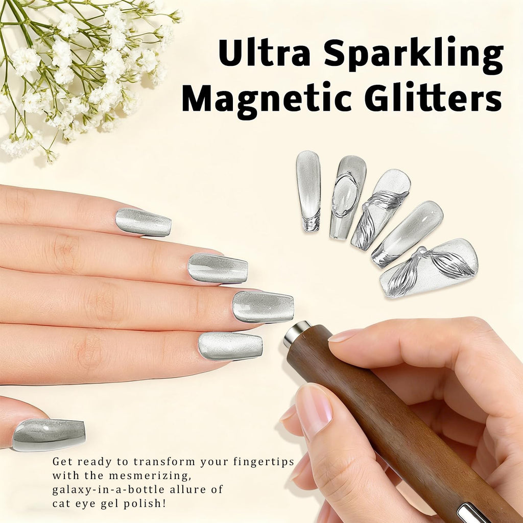 Karroy Cat Eye Gel Nail Polish Set – 9-Color Holographic Magnetic Kit, Soak-Off, UV/LED