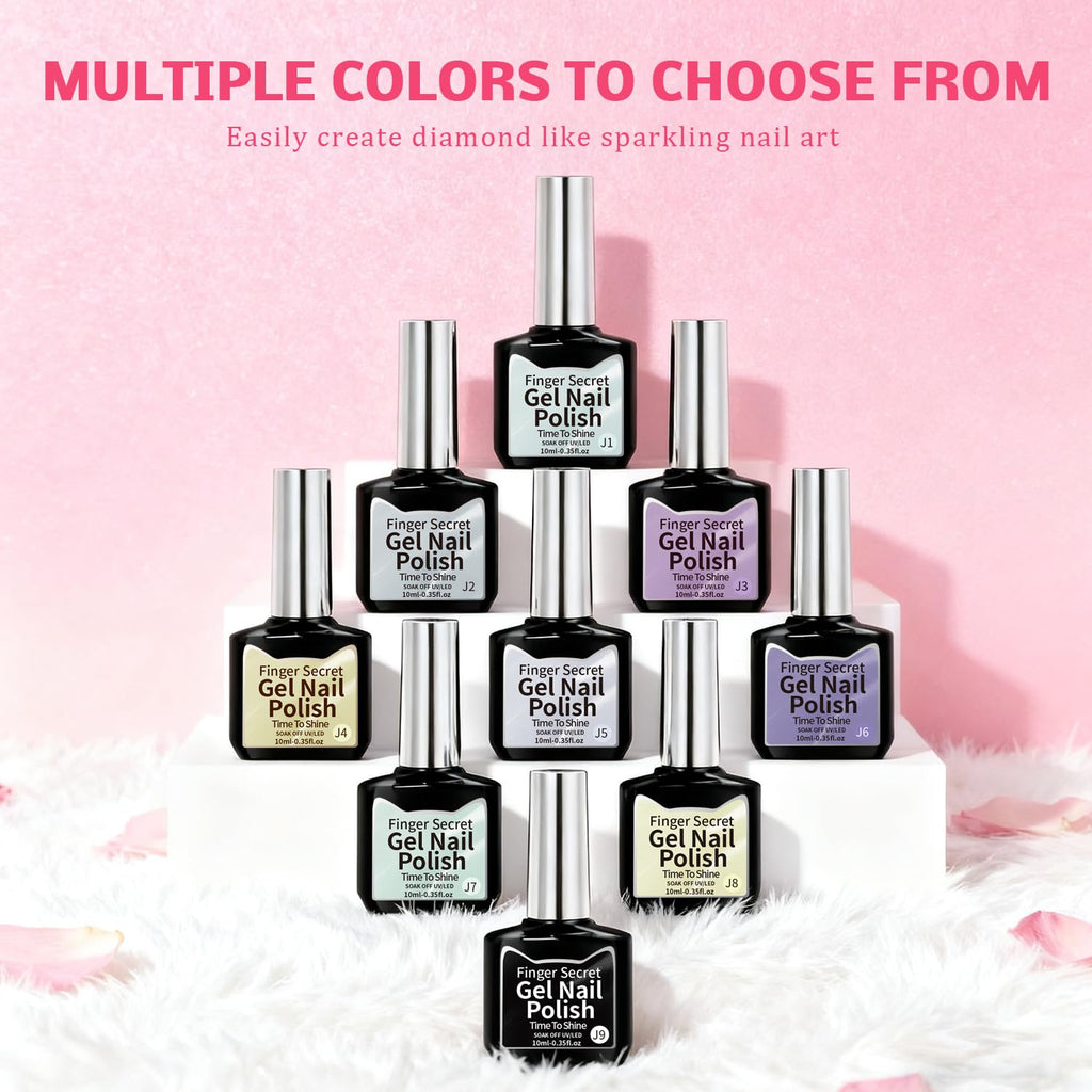 Karroy Cat Eye Gel Nail Polish Set – 9-Color Holographic Magnetic Kit, Soak-Off, UV/LED