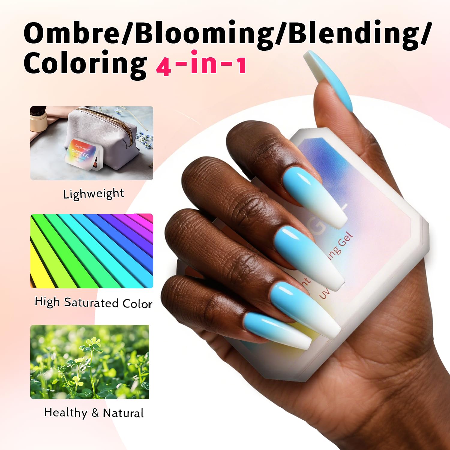 Karroy Christmas Gel Polish – 9-Color Ombre Palette, 100 Sponges, 6 Brushes, 1 Grabber, No Wipe, UV/LED Set 03