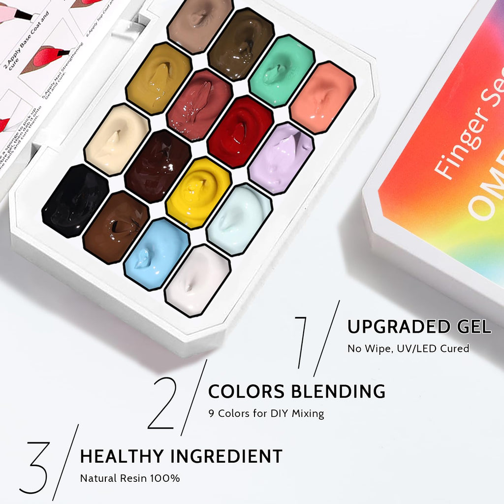 Karroy Sponges Pat Gel Nail Polish Palette – 16-Color Ombre Gel, No-Wipe, UV/LED Cured (16 Colors A)