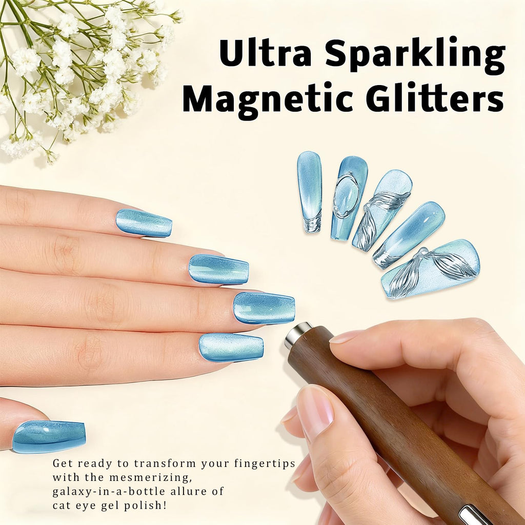 Karroy Cat Eye Gel Nail Polish Set – Magnetic Shimmer Kit (9 Colors) | Soak Off, UV/LED Cured