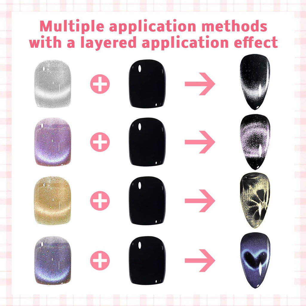Karroy Cat Eye Gel Nail Polish Set – 9-Color Holographic Magnetic Kit, Soak-Off, UV/LED