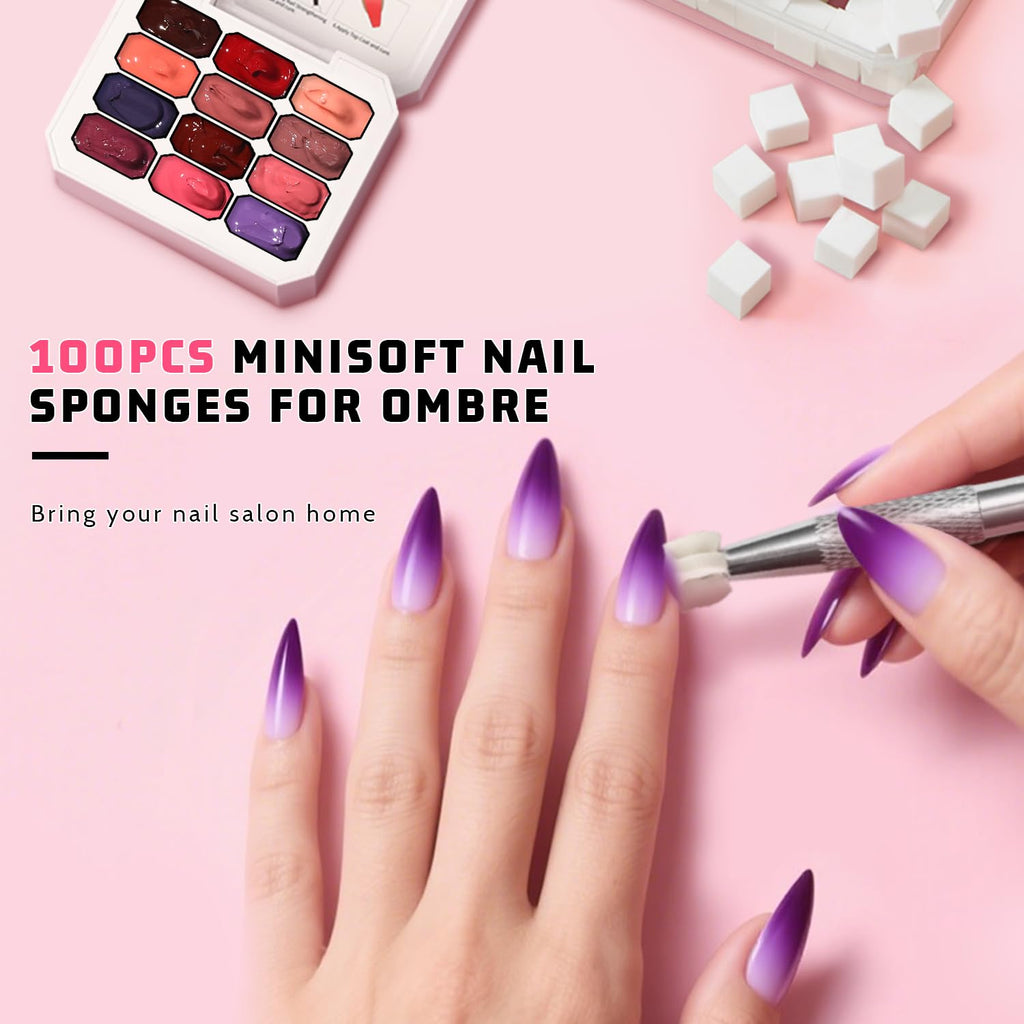 Karroy Christmas Gel Polish Set – 12-Color Ombre Palette with 100 Sponges, 6 Brushes & 1 Grabber