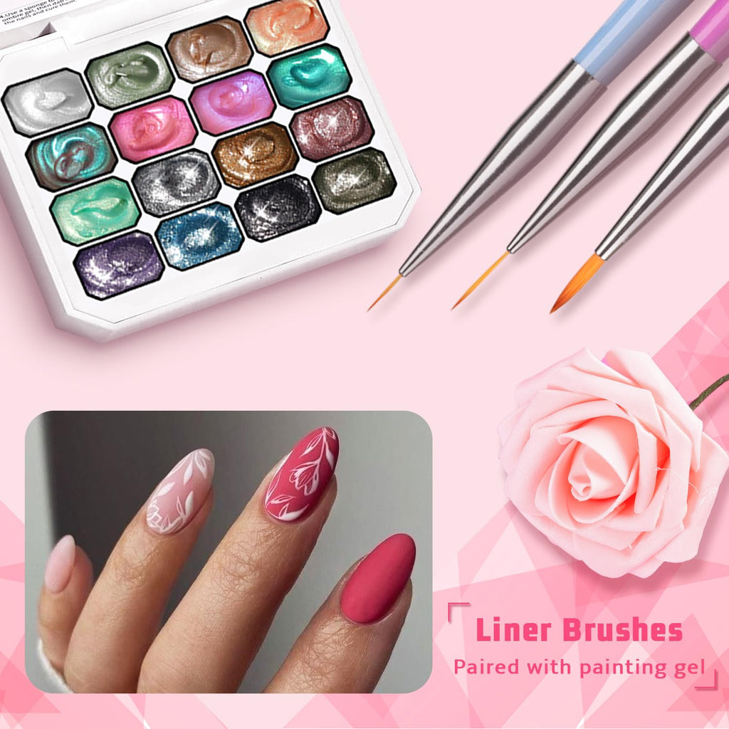 Karroy Glitter Pat Gel Nail Polish Palette – 16-Color Ombre Gel Kit | No Wipe, UV/LED, Set 05