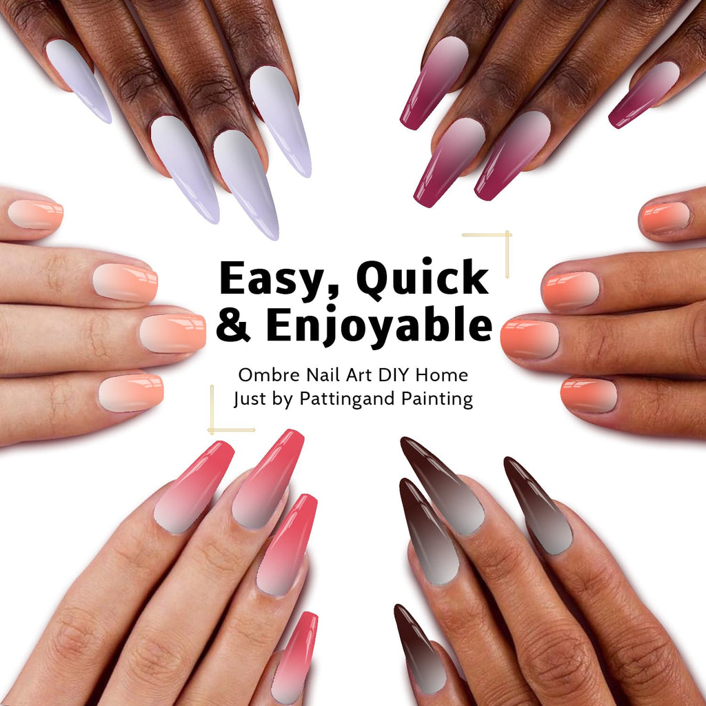 Karroy 24 Colors Sponge Pat Paint Nail Gel – Ombre Nail Art, UV/LED Cure, No Wipe