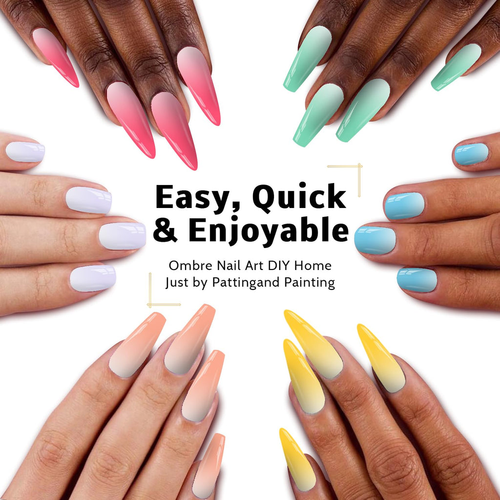 Karroy Sponges Pat Gel Nail Polish Palette – 24-Color Ombre Kit (No Wipe, UV/LED Cure)