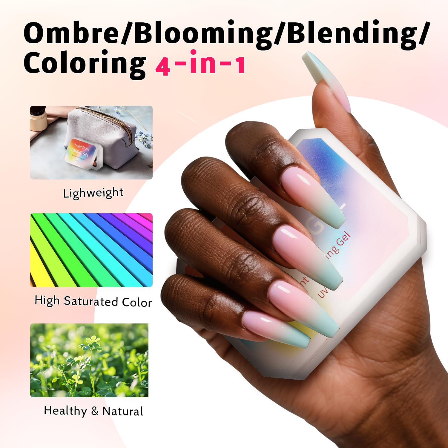 Karroy Sponge Pat Paint Nail Gel – Ombre Gradient Nail Art, No Wipe, UV/LED Curing (16 Colors)