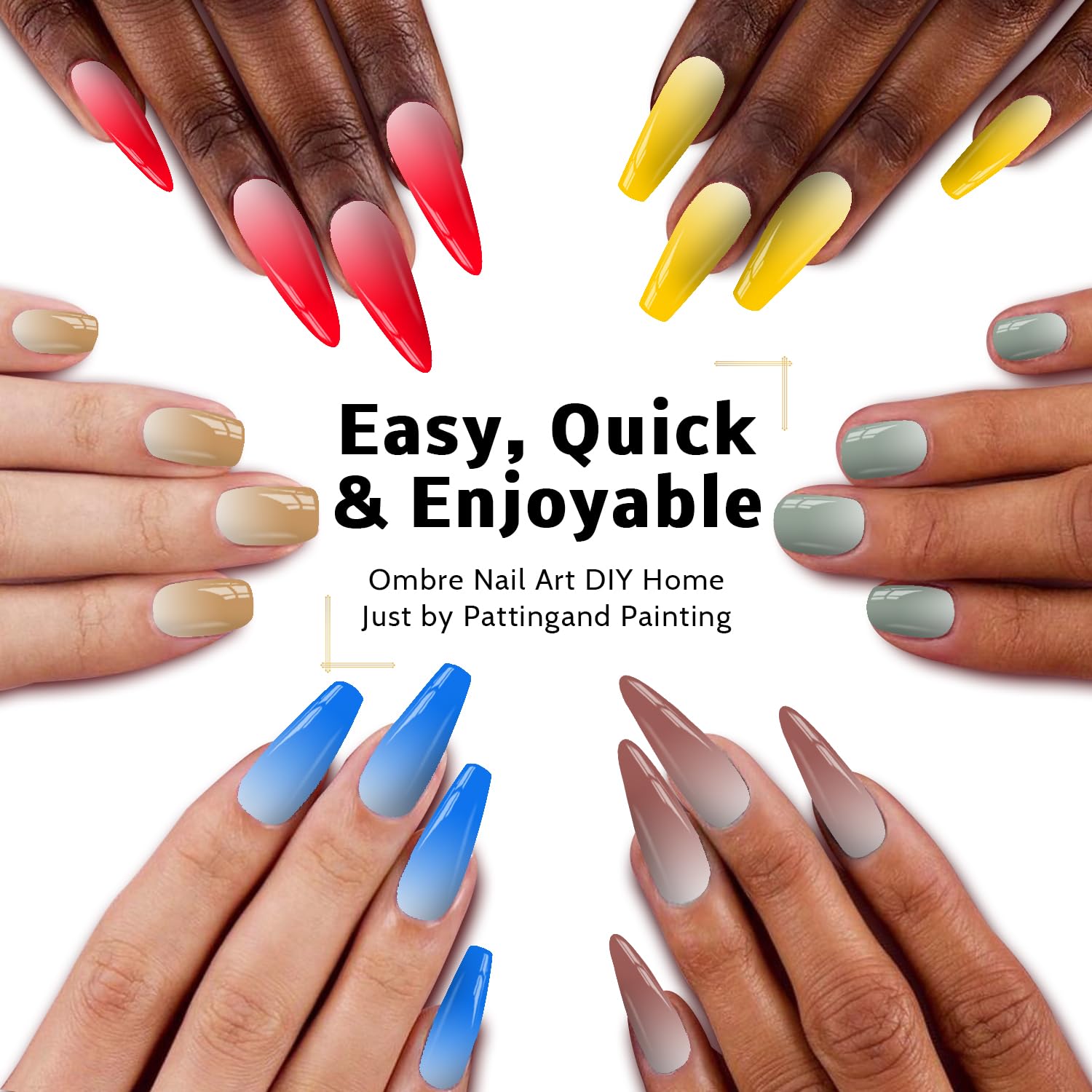 Karroy Sponge Pat Paint Nail Gel – Ombre Gradient Nail Art, No Wipe, UV/LED Curing (16 Colors)