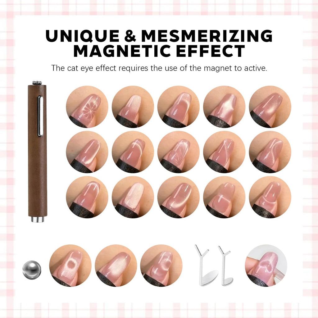 Karroy Cat Eye Gel Nail Polish Set – Magnetic Shimmer Kit (9 Colors) | Soak Off, UV/LED Cured