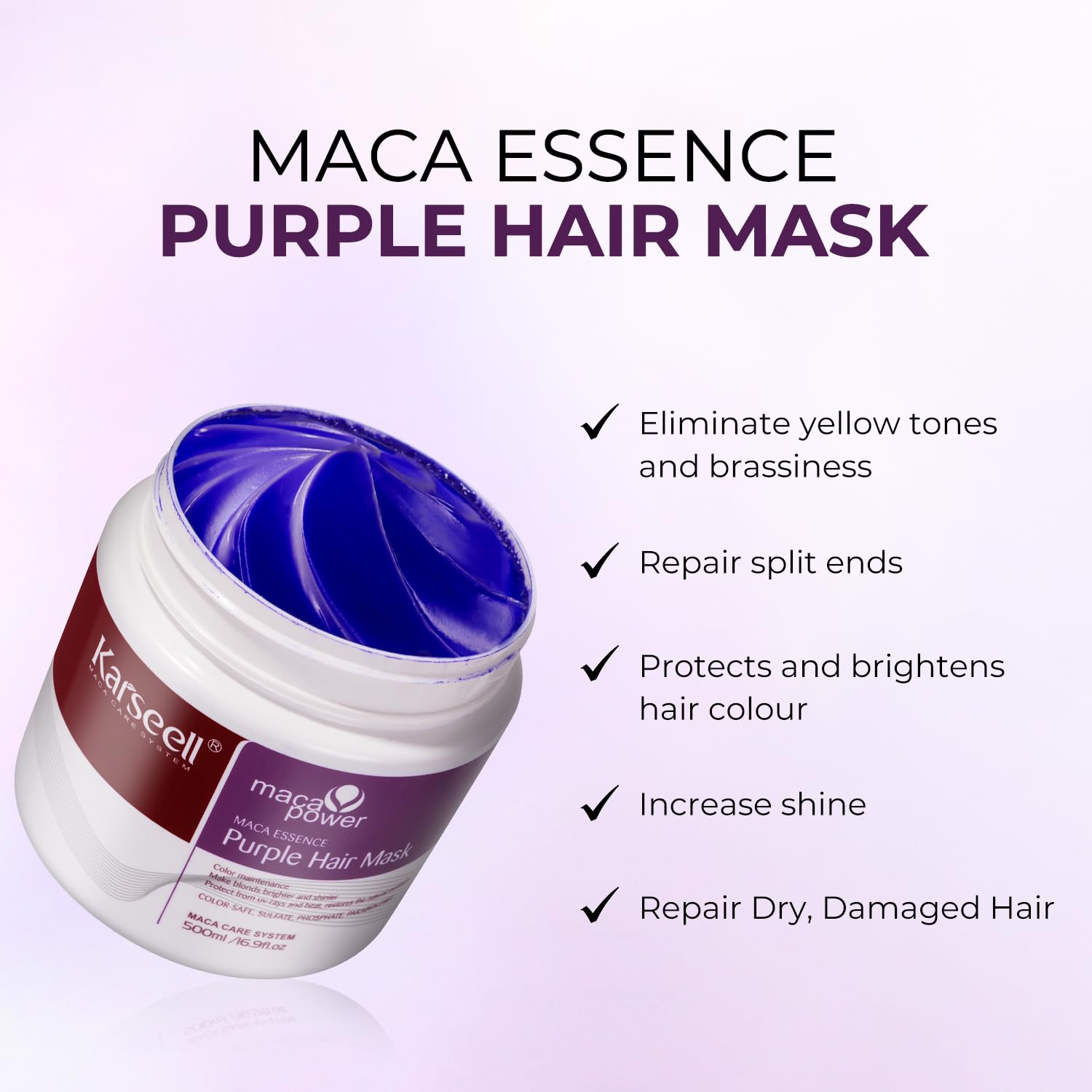 Karseell Purple Hair Mask with Argan Oil – Brass Neutralizing for Blonde Silver Gray Hair (16.9 oz + 1.69 oz)