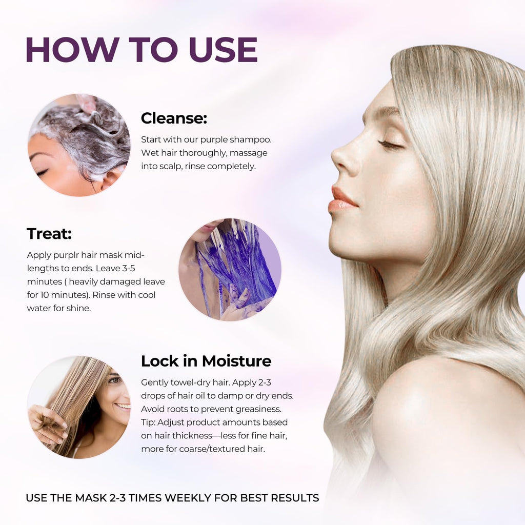 Karseell Purple Hair Mask with Argan Oil – Brass Neutralizing for Blonde Silver Gray Hair (16.9 oz + 1.69 oz)