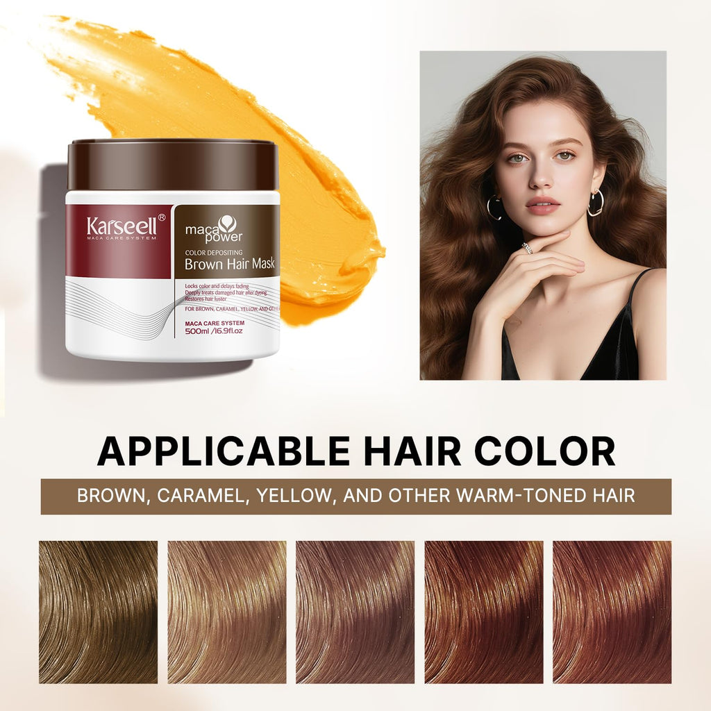 Karseell Hair Color Depositing Conditioner – Brown Tone Refresh for Color-Treated & Highlighted Hair | 500mL