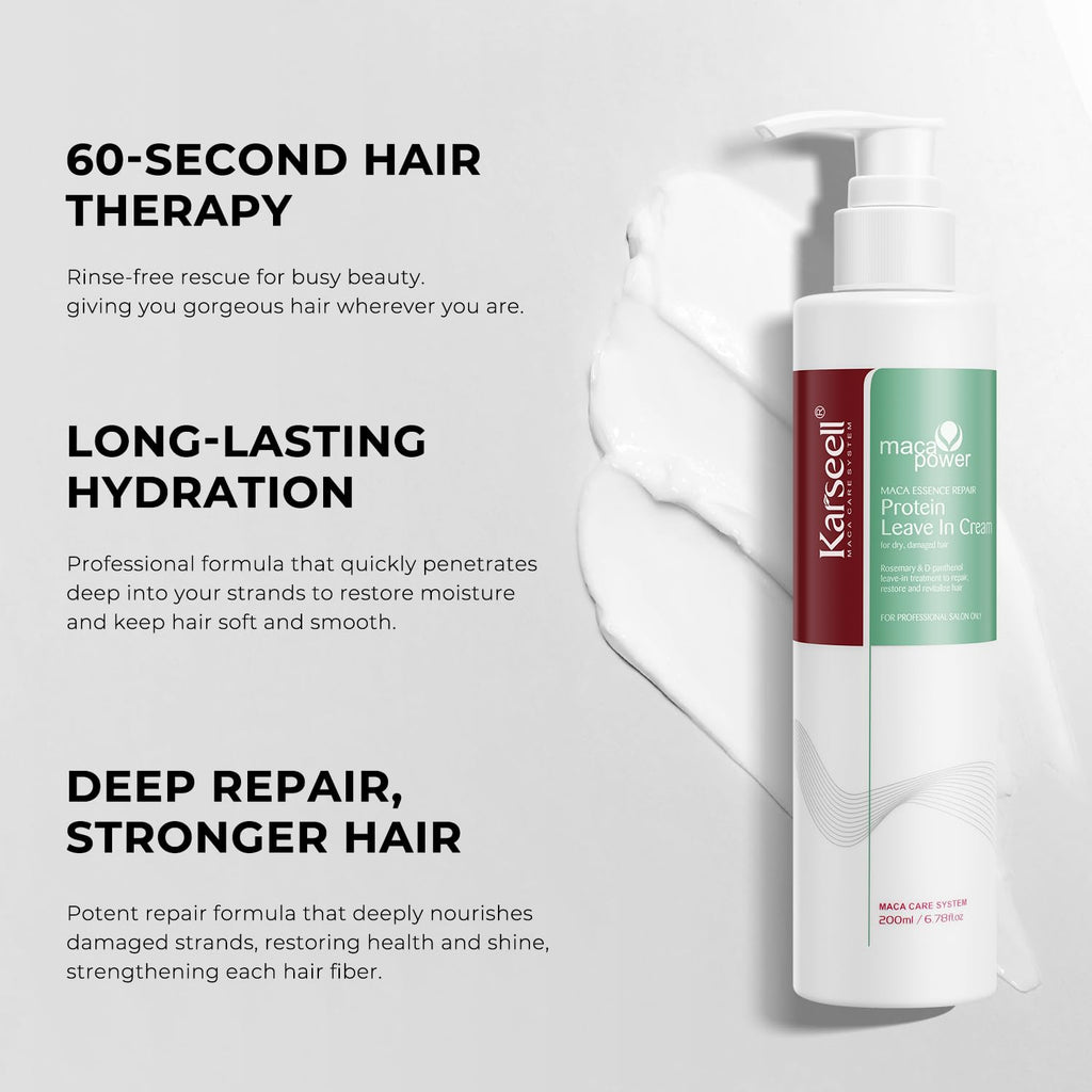 Karseell Repair Protein Cream Leave-In Conditioner | Organic Protein Hair Treatment for Dry & Damaged Hair