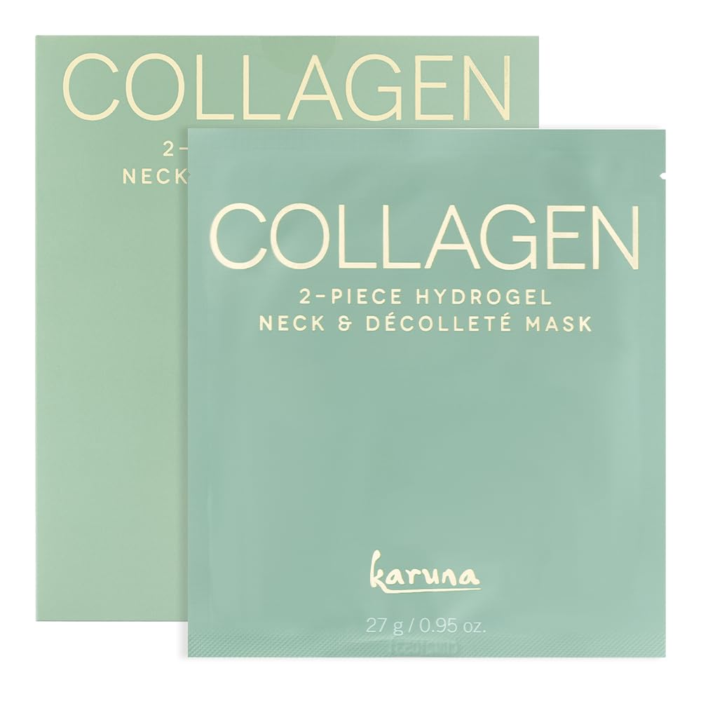 Karuna Collagen Neck & Chest Hydrogel Mask 1-Pack – Firming & Hydrating K-Beauty Mask with Collagen, Peptides & Niacinamide