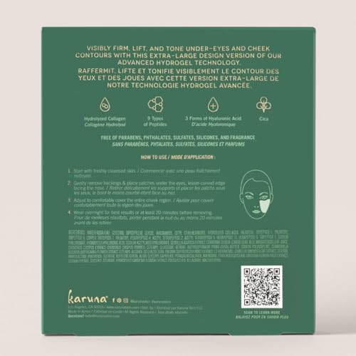 Karuna Skin Collagen Hydrogel Eye & Cheek Mask – 2-Piece Hydrating Patches, 4 Pack