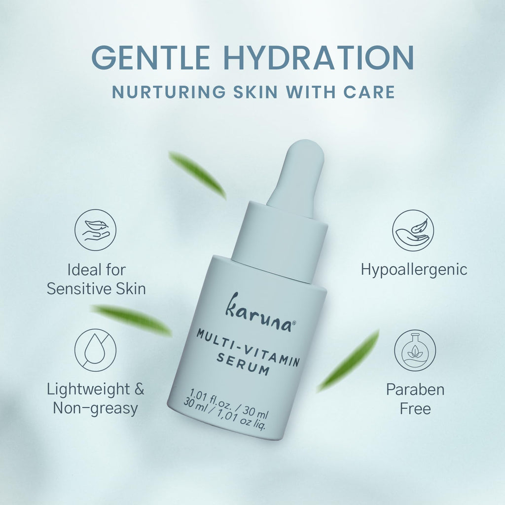 Karuna Skin Multi-Vitamin Day & Night Serum – Vitamins A, B3, B5, B6, C & E, Niacinamide, 30 ml