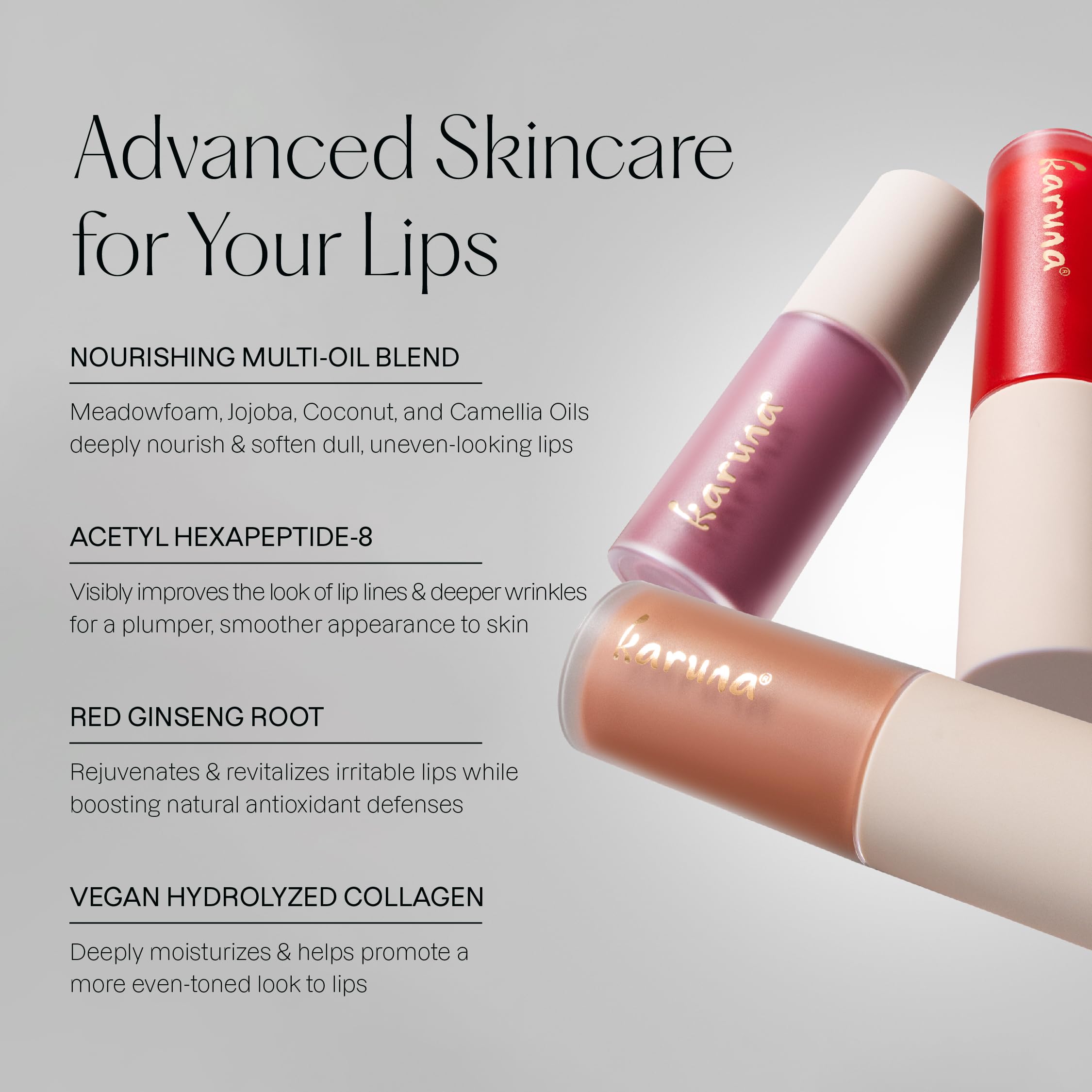 Karuna Skin Tinted Lip Oil Embrace — Hydrating Vegan Lip Tint with Peptides