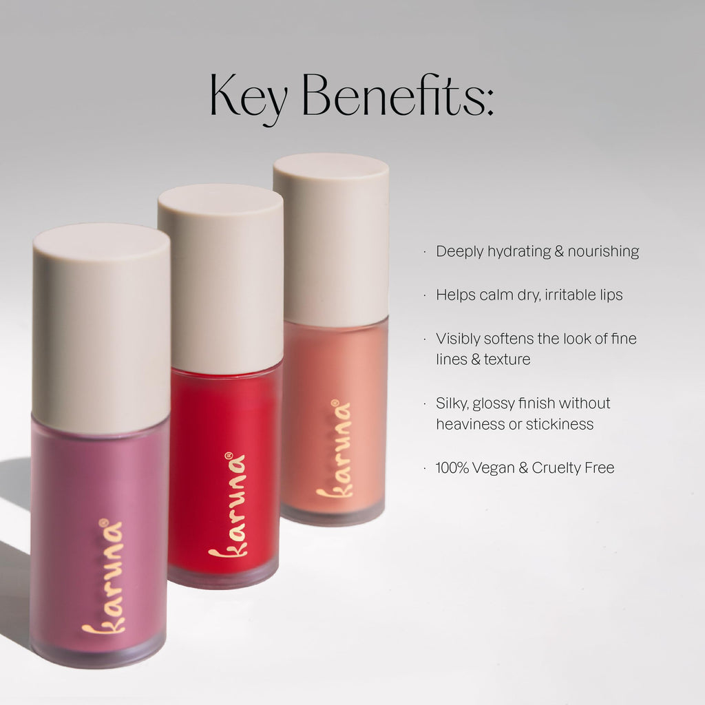 Karuna Skin Tinted Lip Oil Embrace — Hydrating Vegan Lip Tint with Peptides