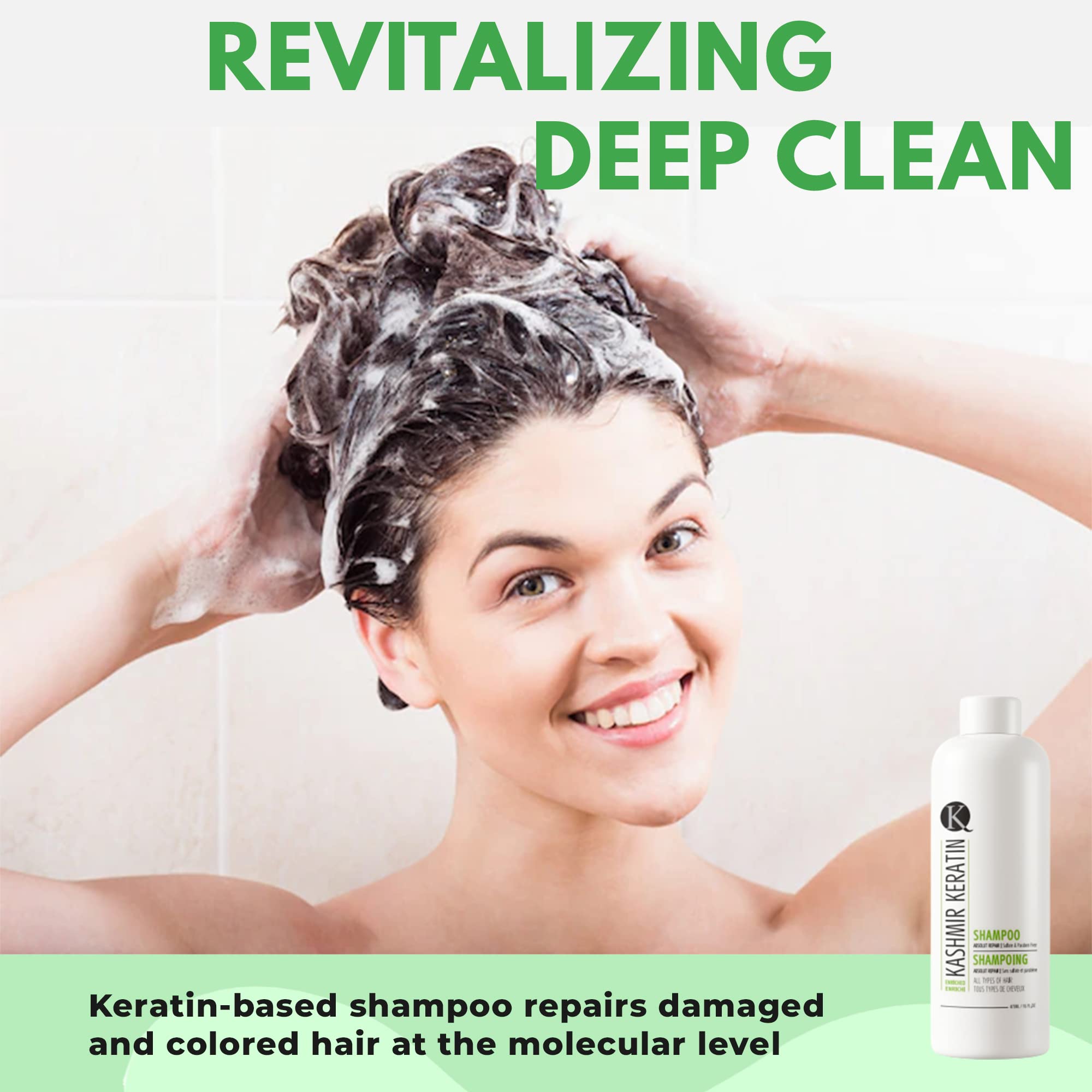 Kashmir Keratin Enriched Shampoo – Sulfate Free & Paraben Free for All Hair Types (16 Fl Oz)