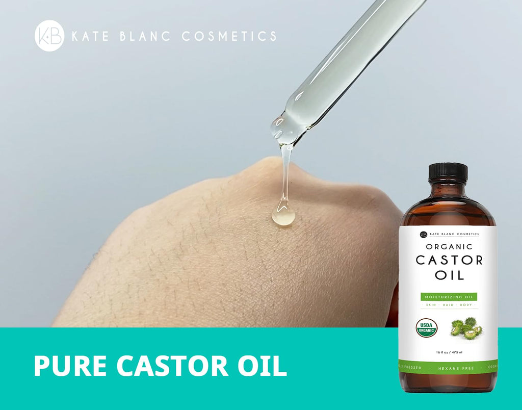 Kate Blanc Cosmetics Castor Oil – Organic, Cold-Pressed 16oz for Lashes, Hair & Skin