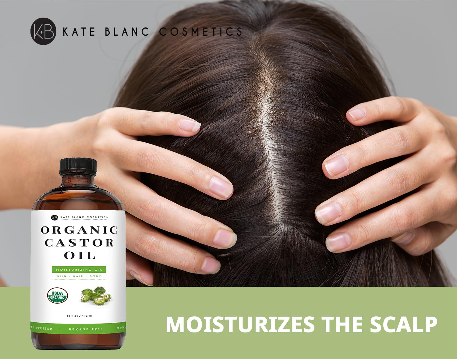 Kate Blanc Cosmetics Castor Oil – Organic, Cold-Pressed 16oz for Lashes, Hair & Skin