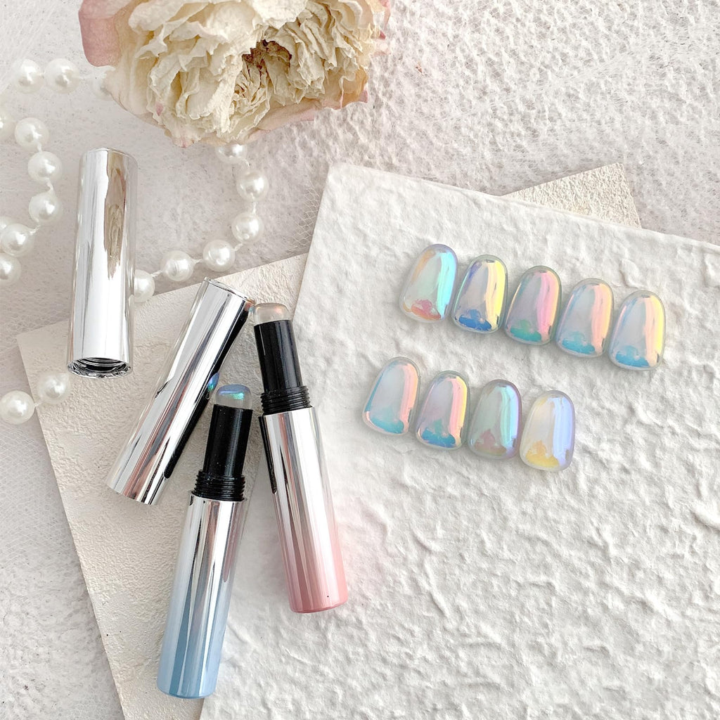 Katfan Holographic Chrome Nail Powder Set — 9 Colors, Aurora & Chameleon Effects, Silicone Brush Included