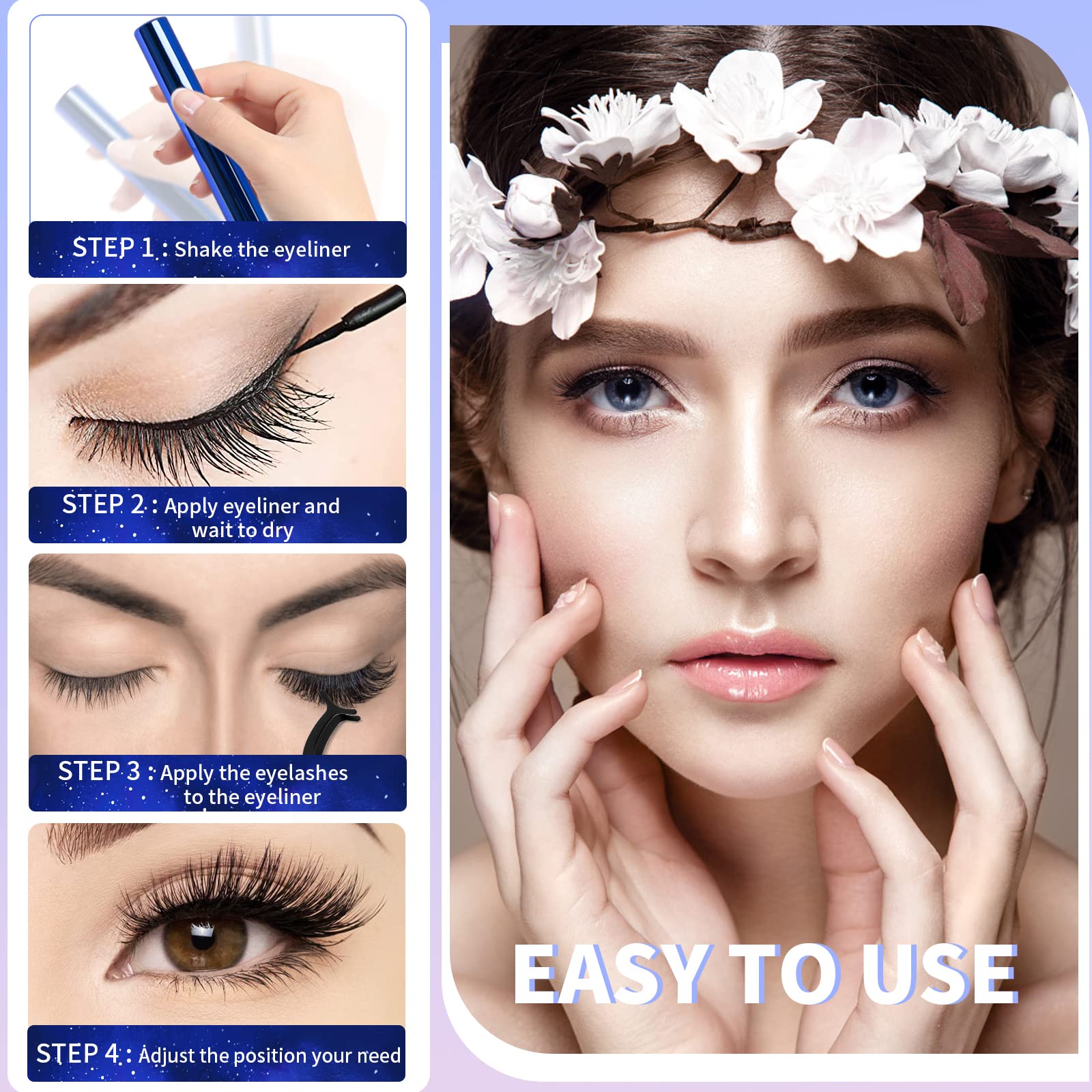 KATGE Magnetic Eyelashes & Eyeliner Kit — 3D Natural Look, No Glue, Reusable (7 Pairs)