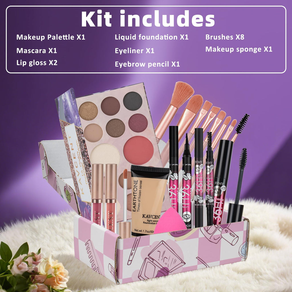 KAVCENT All-In-One Makeup Kit for Teens & Women | Complete Gift Set
