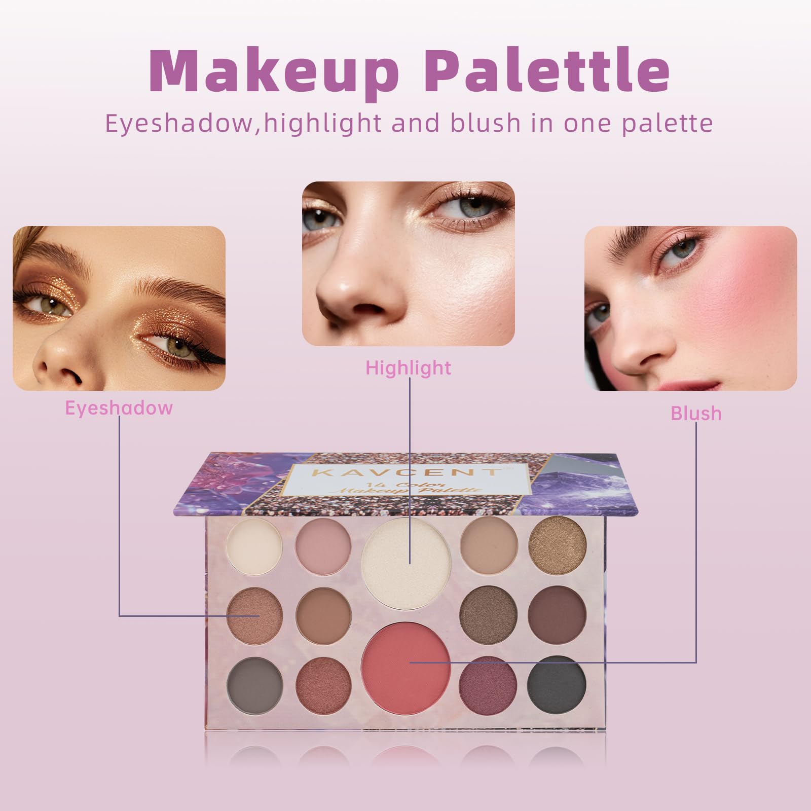 KAVCENT All-in-One Makeup Kit for Teens — 14-Color Palette & Full Set