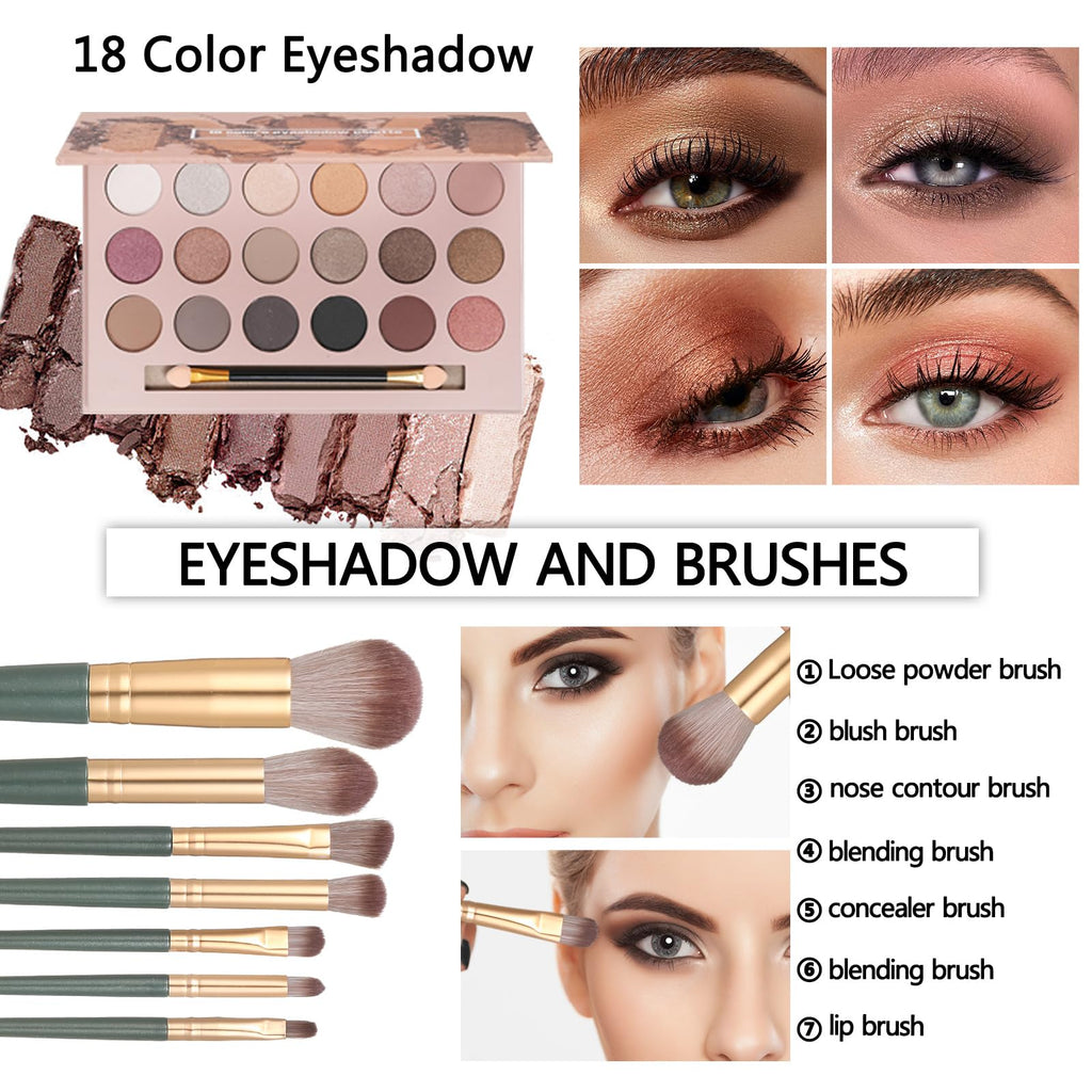 KAVCENT Makeup Sets for Teens & Women – All-in-One Complete Kit with Eyeshadow Palette, Foundation & Gift Set