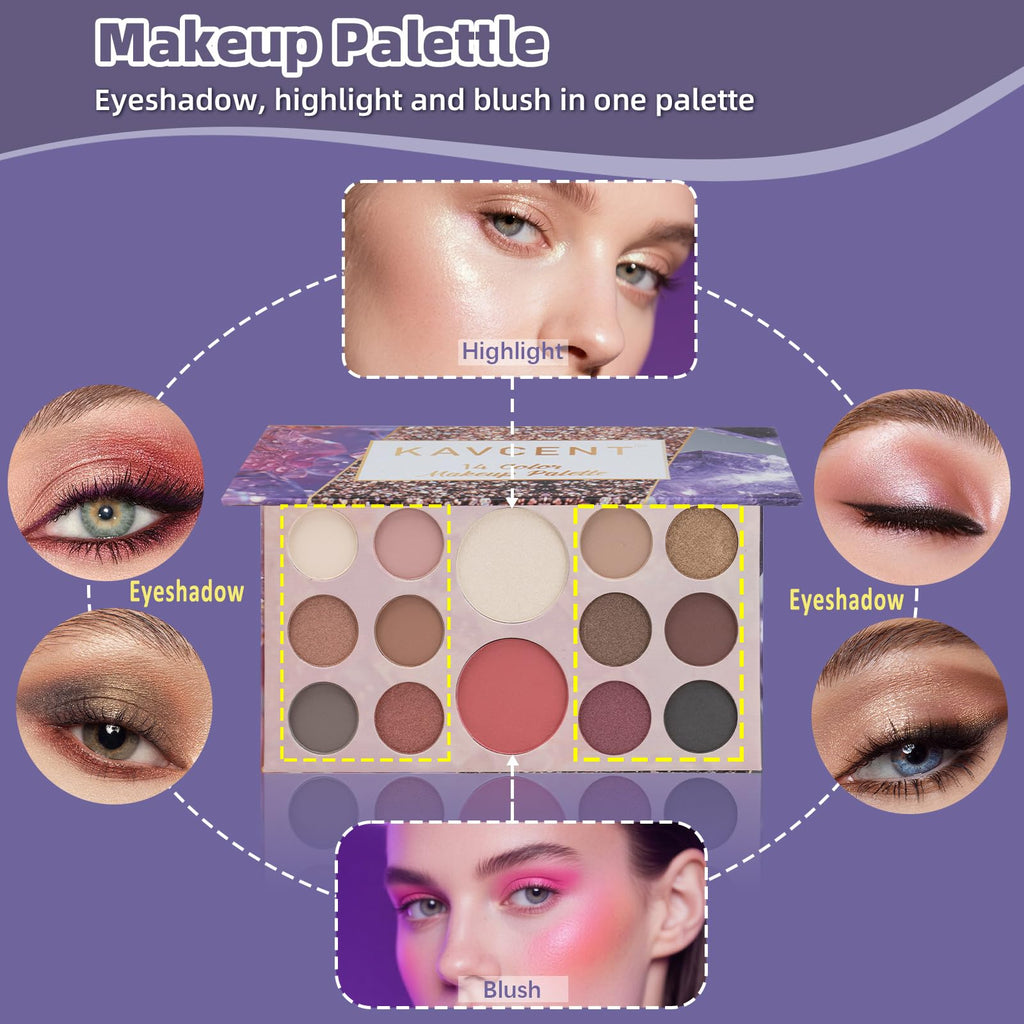 KAVCENT All-In-One Makeup Kit for Teens & Women | Complete Gift Set