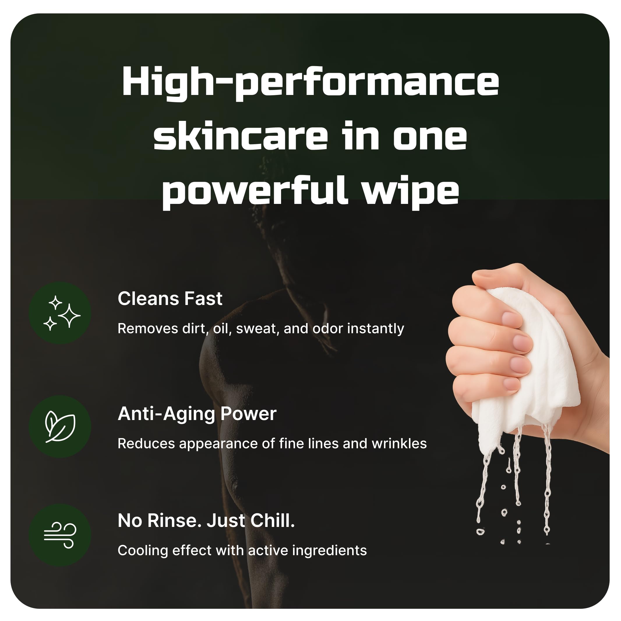 Kawala Men’s Face Wipes 5‑in‑1: Retinol, Collagen, Snail Mucin & Hyaluronic Acid – Alcohol‑Free
