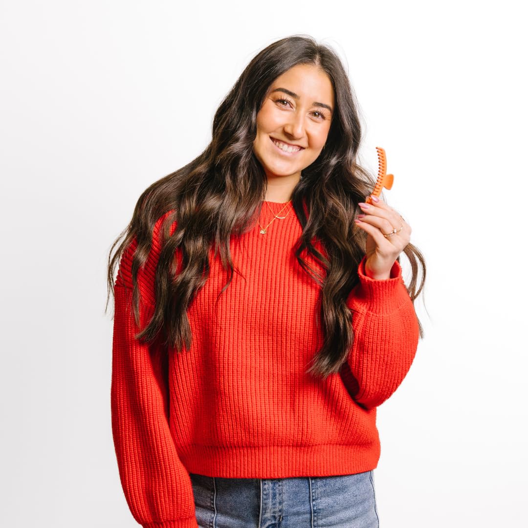 KAXI Hold Everything Midi Hair Claw – 44 Teeth, Neon Orange, Strong Clip for Thick and Thin Hair