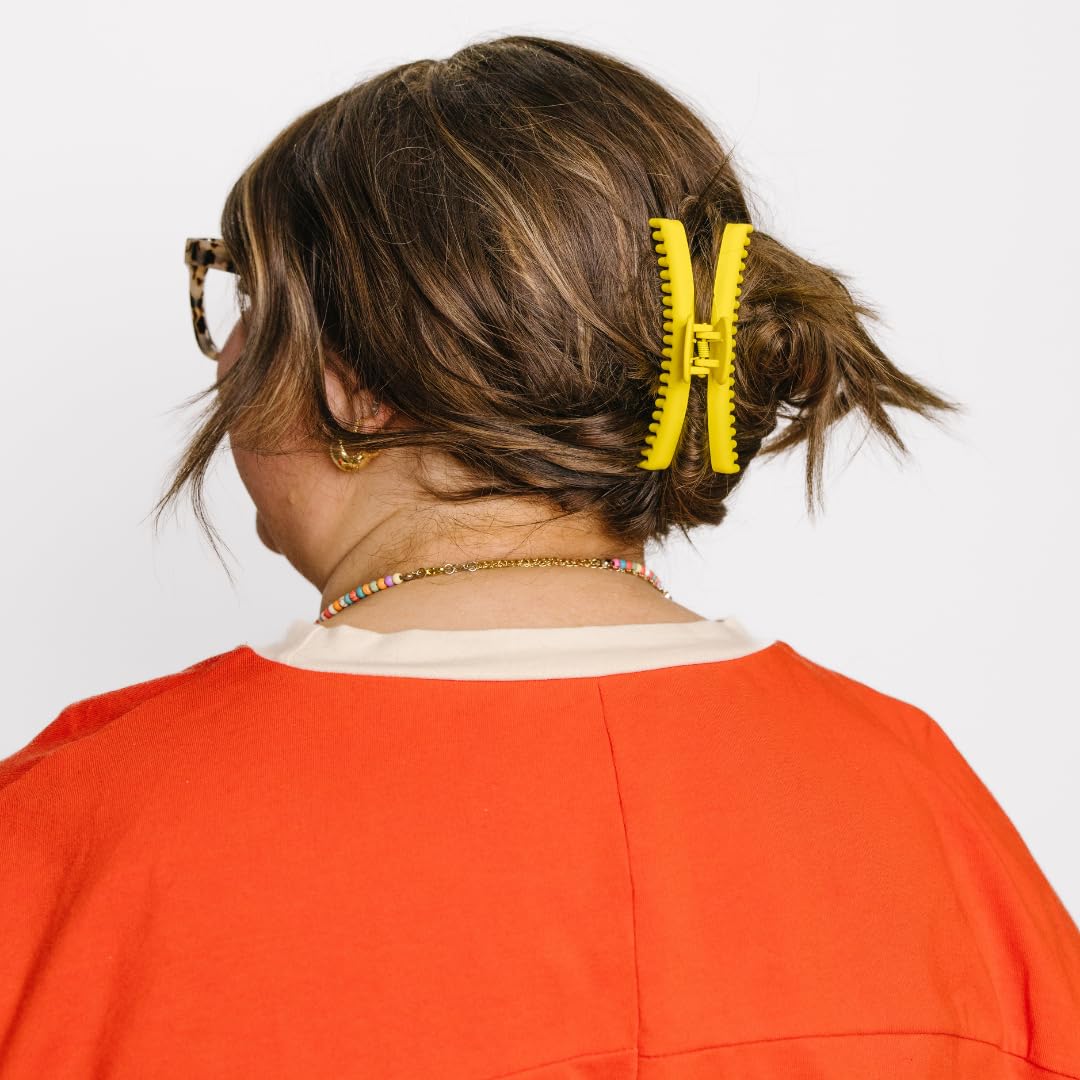 KAXI Hold Everything Midi Hair Claw - 44-Teeth Strong Clip, Neon Yellow