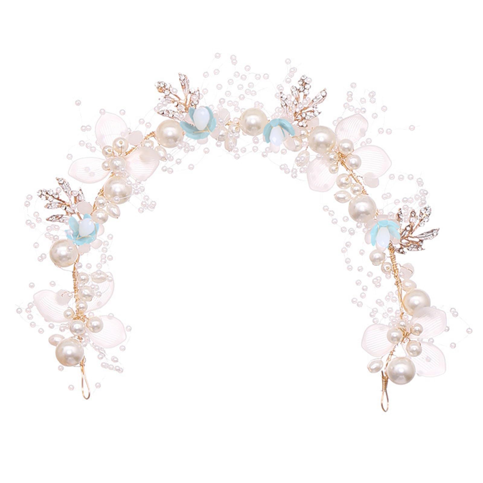 Kayzon Kids Wedding Hair Headpiece - Blue Princess Flower Pearl Headband