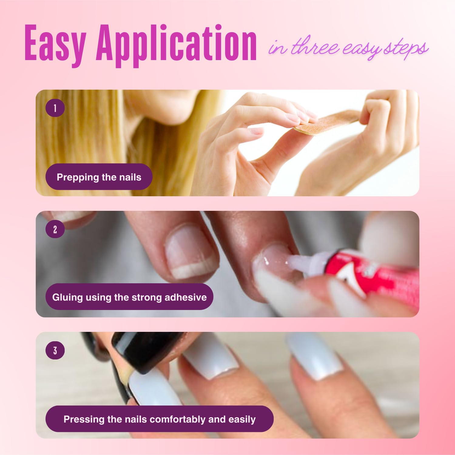 Keep It Classy French Stone Press-On Nails Kit – Rounded Short, 24 Nails, Reusable, Vegan & Non-Toxic