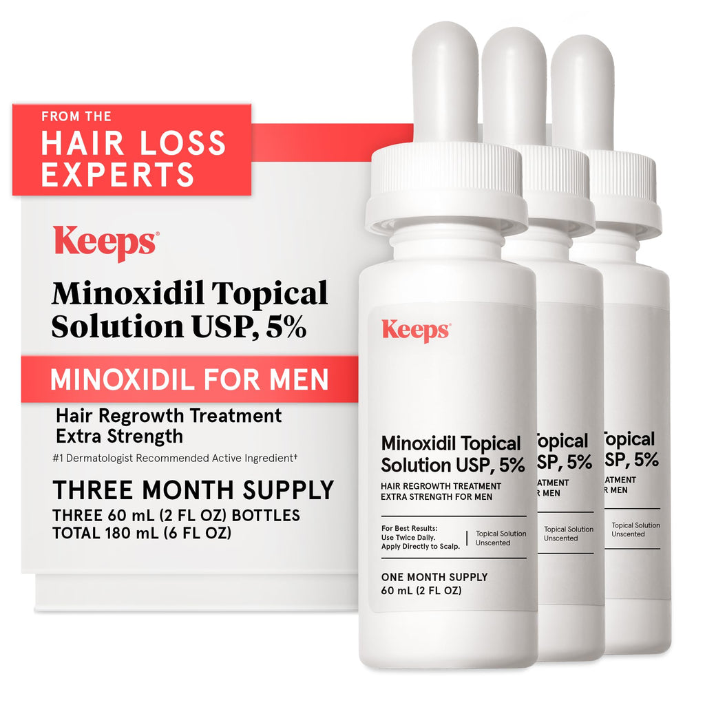 Keeps Extra Strength Minoxidil 5% for Men – Hair Growth Serum for Crown & Vertex | Unscented