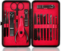 Keiby Citom 15pc Stainless Steel Nail Tools Set with Luxury Case – Manicure & Pedicure Kit (Black/Red)