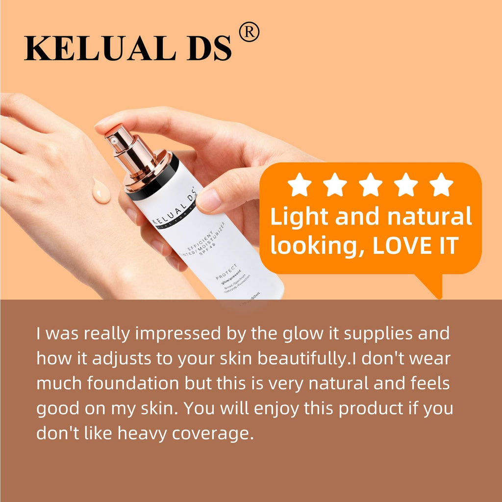 KELUAL DS Anti-Aging Tinted Moisturizer SPF 46 | Sheer Hydrating Sunscreen & Tint