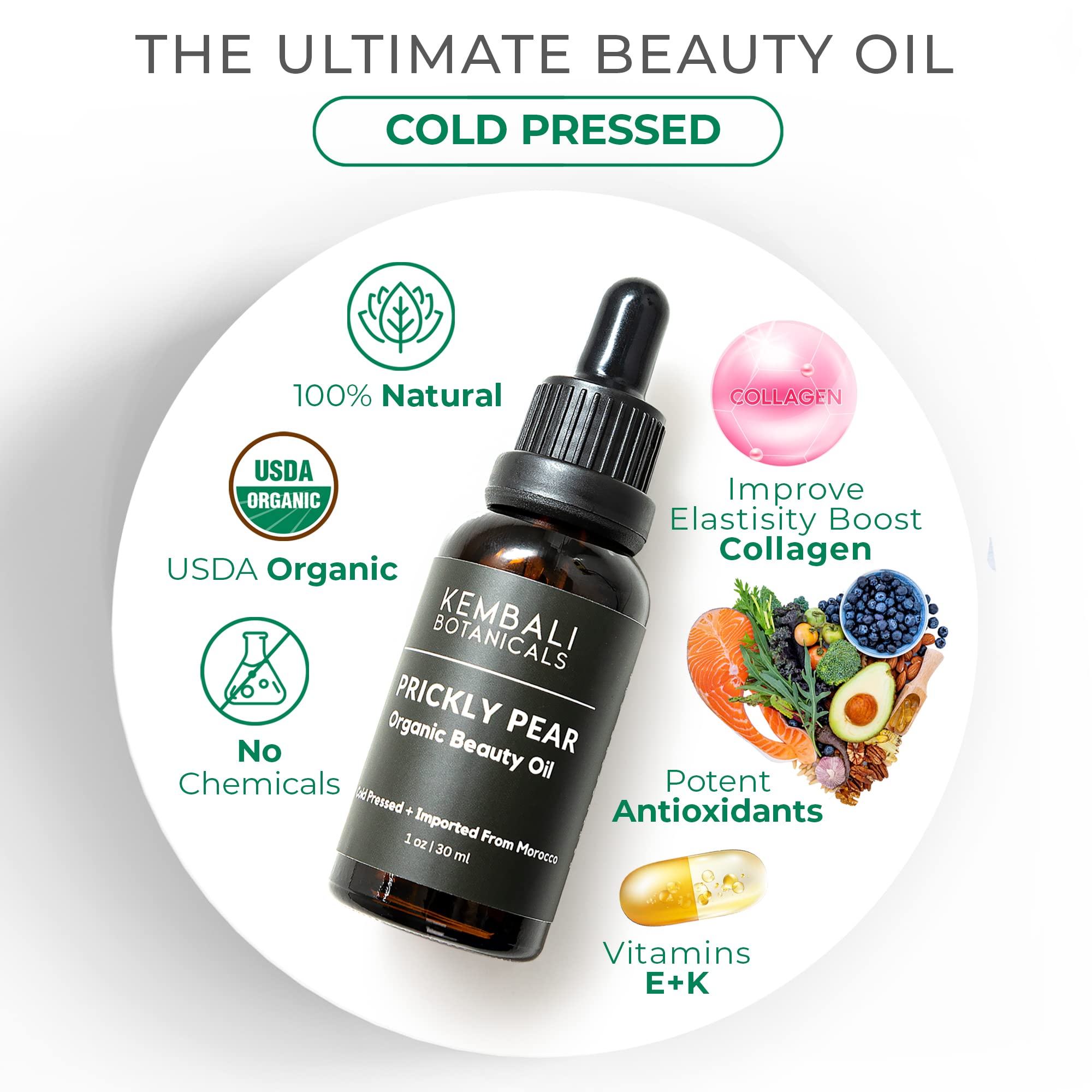 KEMBALI BOTANICALS Prickly Pear Seed Oil – Organic, 100% Pure, Cold-Pressed from Morocco