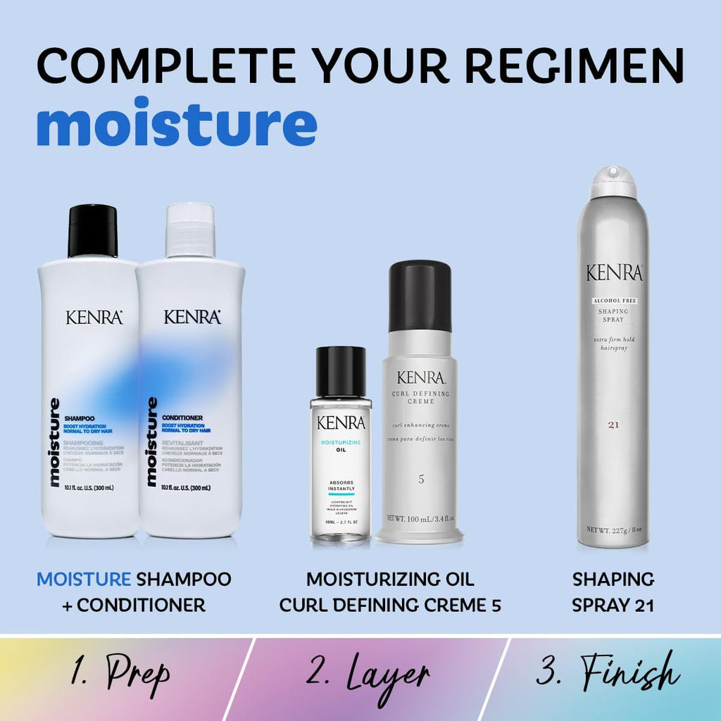 Kenra Professional Moisture Shampoo & Conditioner Set | Hydration, Shine, Color Safe | Normal to Dry Hair | 10.1 fl oz