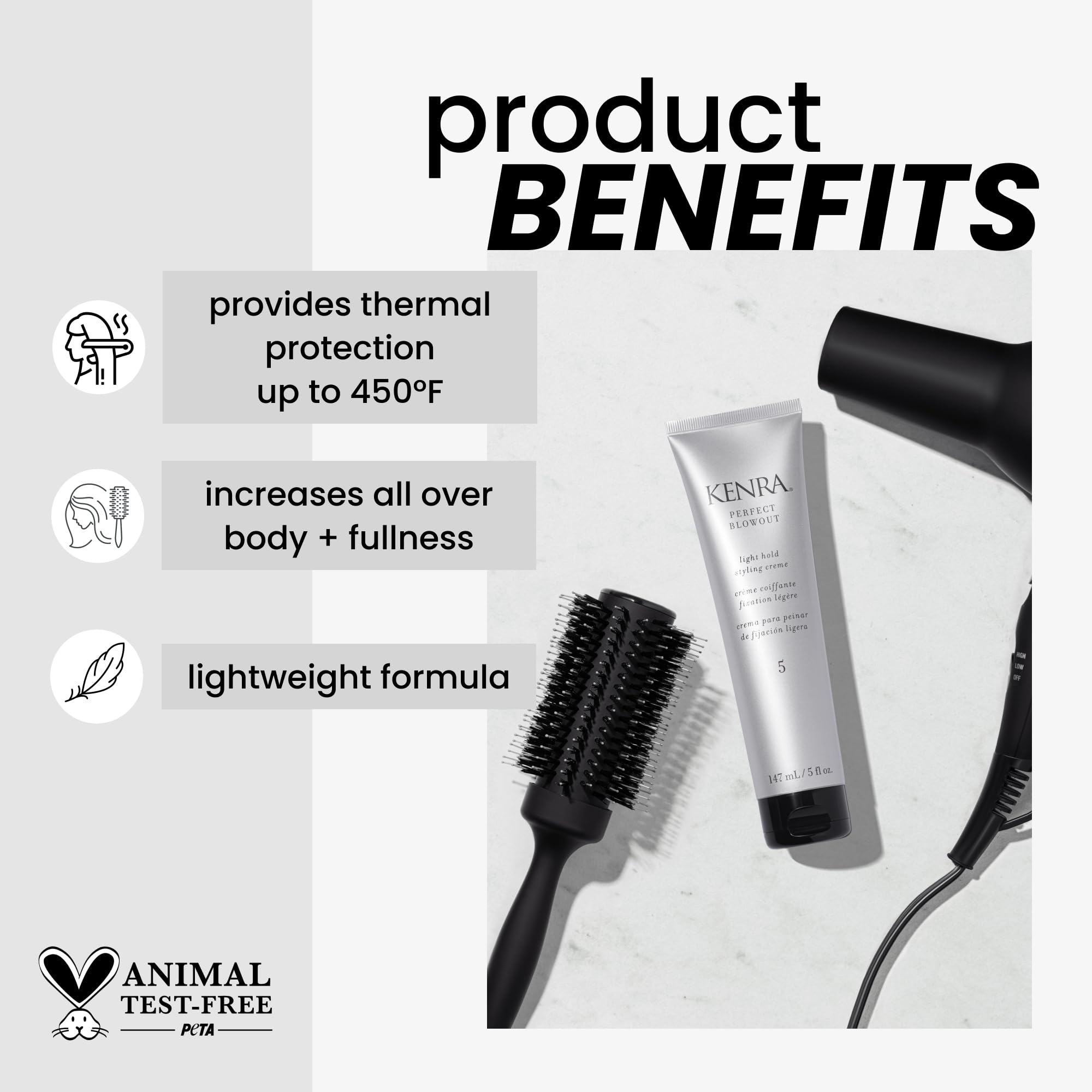 Kenra Perfect Blowout 5 | Light Hold Styling Crème (2-Pack) with Thermal Protection