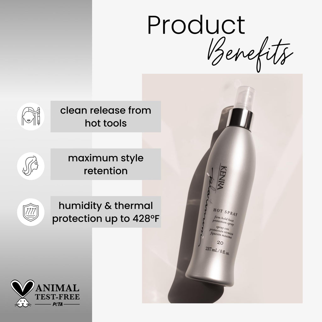 Kenra Platinum Hot Spray 20 – Heat Protection Styler, Long-Lasting Hold, Shine | 2 x 8 oz